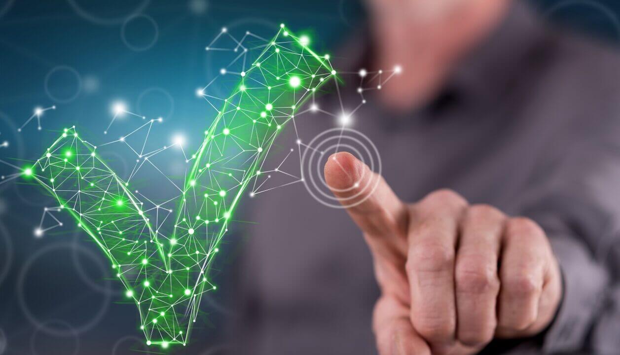 Man touching a validation concept