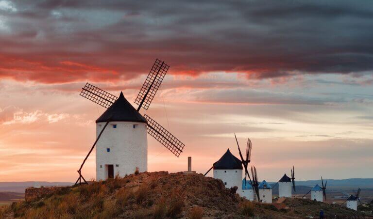 Windmill sunset panorama