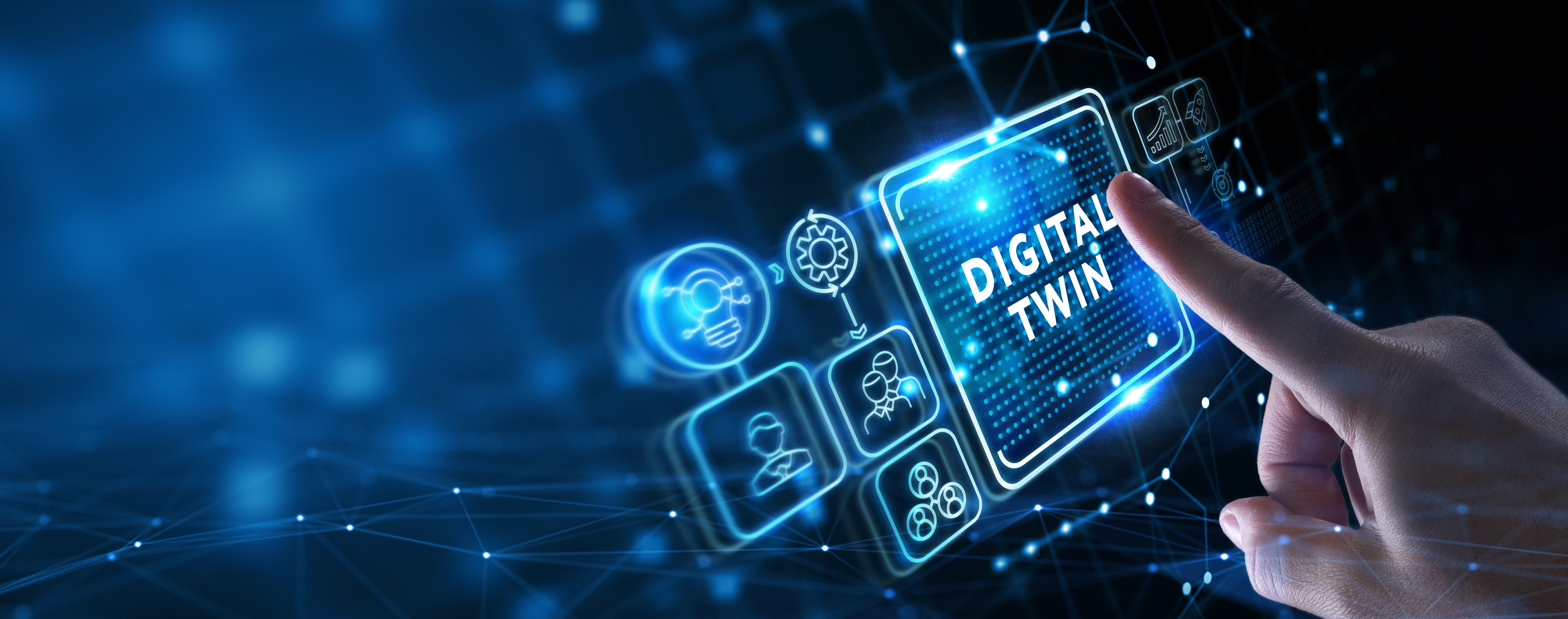 Digital twin industrial technology and manufacturing automation technology. 3d illustration