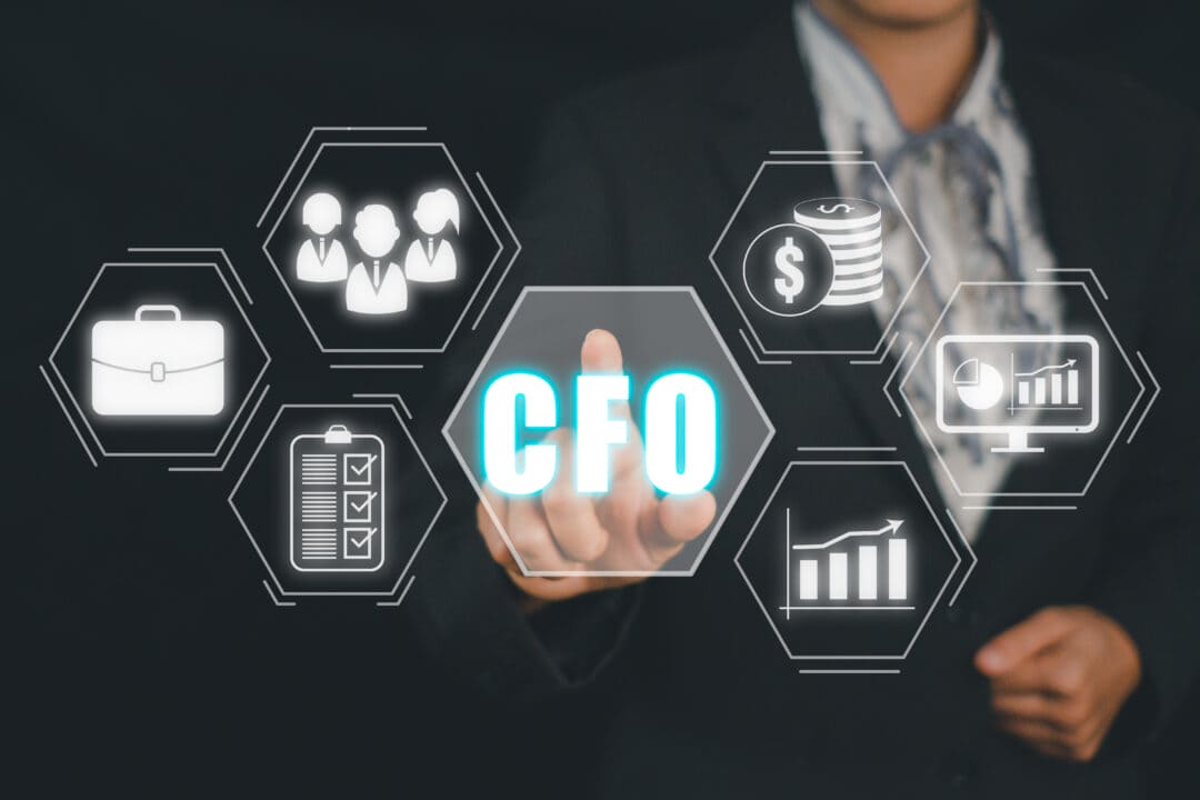 CFO , Chief Financial Officer business concept, Business woman hand touching cfo icon on virtual screen, Leadership, finance, strategy office work.